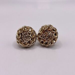 Vintage 60s West Germany Gold-Tone Chain Link Screw-Back Earrings